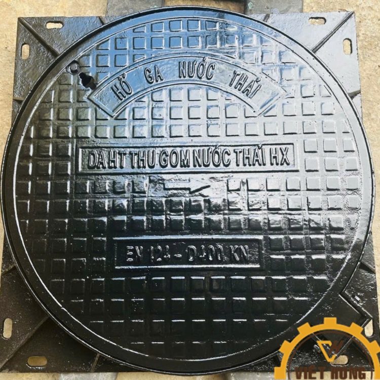 Nắp hố ga KT: 900x900x50mm, nắp D850mm, tải trọng 40 tấn