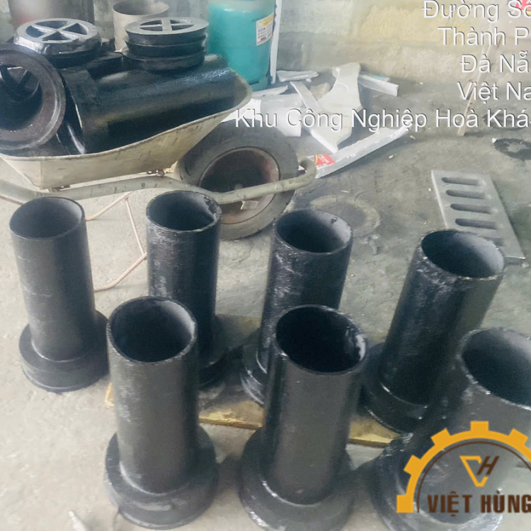 Ống gang đúc D162/150mm, L440mm và nắp lưới chắn rác