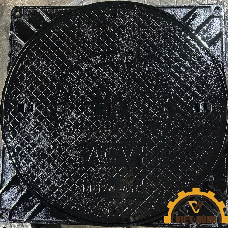 Nắp hố ga khung âm nắp tròn KT: 810x810x50, nắp D780mm, tải trọng 1,5 tấn