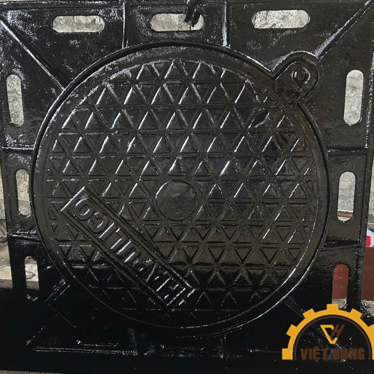 Nắp Hố Ga Khung Âm Bằng Gang Cầu KT Khung: 850x850x70mm | Nắp D650 | Tải Trọng 12,5 Tấn