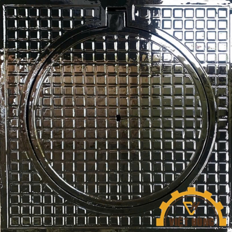 Nắp Hố Ga Khung Dương Bằng Gang Cầu KT Khung: 900x900x75mm, Nắp D700mm, Tải Trọng 40 Tấn